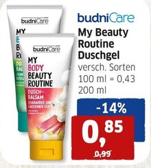 Duschgel von budniCare bei BUDNI Duschgel von budniCare für 0,85 € bei BUDNI im Prospekt "BUDNI - Dein Drogeriemarkt"
