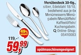 Menübesteck 30-tlg. Angebote bei Opti-Megastore Würzburg für 59,99 €