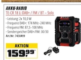 Akku-Radio TE-CR 18 Li DAB+ / FM / BT – Solo im Angebot bei OBI in Gifhorn Akku-Radio TE-CR 18 Li DAB+ / FM / BT – Solo Angebote bei OBI Gifhorn für 159,99 €