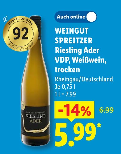 Riesling Ader VDP, Weißwein, trocken