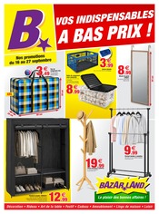 Prospectus Bazarland "VOS INDISPENSABLES A BAS PRIX !" en cours à Montpellier, Page 1 Catalogue Bazarland en cours à Montpellier, "VOS INDISPENSABLES A BAS PRIX !", Page 1