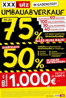 XXXLutz Möbelhäuser Wolfsburg Prospekt "UMBAUABVERKAUF" mit 1 Seite