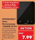 Akku-Küchenwaage »SSAKW 10 A1« Angebote von SPICE&SOUL bei Kaufland Bad Homburg für 7,99 €