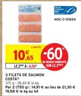 3 filets de saumon - Costa - Intermarché à Thonon-les-Bains 3 filets de saumon - Costa en promo chez Intermarché Thonon-les-Bains à 4,26 €