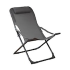 Fauteuil relax en aluminium graphite et toile textylène grise Easy - 127 x 61 x 28,5 cm - BOTANIC® en promo chez Botanic Fauteuil relax en aluminium graphite et toile textylène grise Easy - 127 x 61 x 28,5 cm - BOTANIC® dans le catalogue Botanic