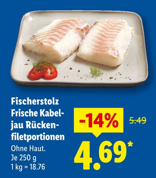 Frische Kabeljau Rückenfiletportionen