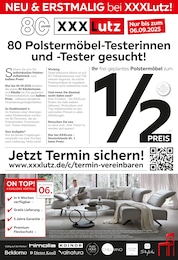 XXXLutz Möbelhäuser Prospekt "80 Polstermöbel-Testerinnen und -Tester gesucht", 20 Seiten, 25.08.2025 - 25.08.2025 Aktueller XXXLutz Möbelhäuser Prospekt, "80 Polstermöbel-Testerinnen und -Tester gesucht", mit Angeboten der Woche, gültig von 25.08.2025 bis 25.08.2025