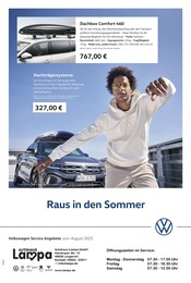 Aktueller Volkswagen Werkstatt & Auto Prospekt in Freren und Umgebung, "Mehr Platz für den Sommer" mit 1 Seite, 01.06.2025 - 31.08.2025
