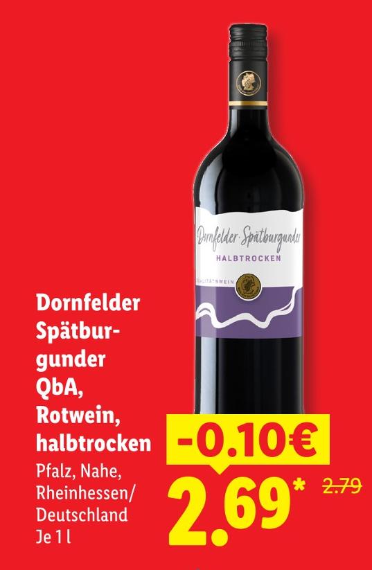 Dornfelder Spätburgunder QbA, Rotwein, halbtrocken
