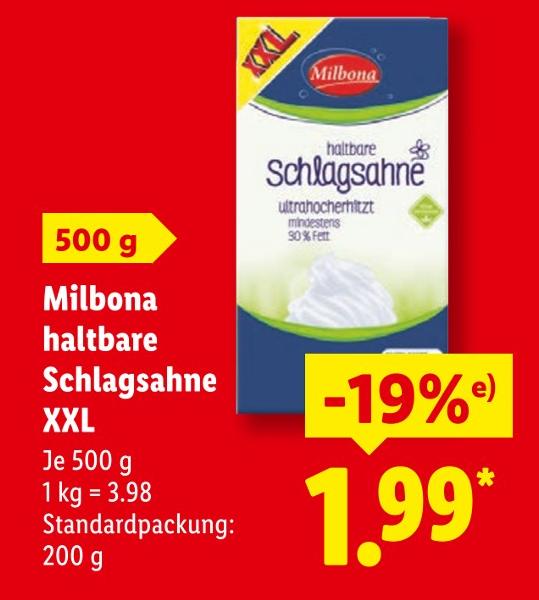 haltbare Schlagsahne XXL