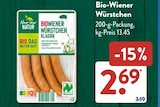 Bio-Wiener Würstchen im ALDI SÜD Prospekt Bio-Wiener Würstchen von Natur im aktuellen ALDI SÜD Prospekt für 2,69 €