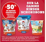 -50% de remise immédiate sur le 2ème produit identique sur la gamme Kinder Schokobons - Kinder en promo chez U Express Bordeaux