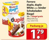 Ferrero duplo, duplo White oder kinder Schokoladen Riegel Angebot in Goosefeld Ferrero duplo, duplo White oder kinder Schokoladen Riegel im aktuellen Prospekt bei famila Nordost in Goosefeld