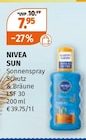 Sonnenspray im Müller Prospekt SUN von NIVEA im aktuellen Müller Prospekt für 7,95 €