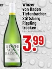 Trinkgut Eberbach - Tiefenbacher Stiftsberg Riesling trocken Angebot im Prospekt Tiefenbacher Stiftsberg Riesling trocken bei Trinkgut im Eberbach Prospekt für 3,99 €
