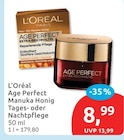 Age Perfect Manuka Honig Tages- oder Nachtpflege von L'Oréal im aktuellen budni Prospekt
