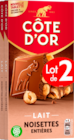 TABLETTES DE CHOCOLAT AU LAIT ET NOISETTES CÔTE D'OR - COTE D OR en promo chez Auchan Hypermarché Fontenay-sous-Bois à 7,99 €