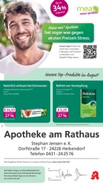 mea - meine apotheke Apotheken Prospekt der aktuellen Woche mit 4 Seiten, gültig von 01.08.2026 bis 31.08.2026, in Heikendorf und Umgebung Aktueller mea - meine apotheke Apotheken Prospekt in Heikendorf und Umgebung, "Unsere August-Angebote" mit 4 Seiten, 01.08.2026 - 31.08.2026