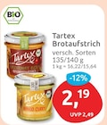 Brotaufstrich KirschTomate Rucola von Tartex für 2,19 € bei budni im Angebot Brotaufstrich KirschTomate Rucola von Tartex im aktuellen budni Prospekt