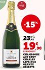 Champagne AOP brut grande réserve - Charles Leprince en promo chez Super U Nevers à 19,90 €