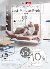 Aktueller XXXLutz Möbelhäuser Prospekt mit Sofa, "First-Class-Wohnen zum Last-Minute-Preis", Seite 1