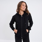 Sweat zippé à capuche molleton noir femme en promo chez La Halle Sweat zippé à capuche molleton noir femme dans le catalogue La Halle