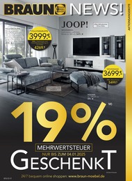 BRAUN Möbel-Center Prospekt „BRAUN NEWS“ für Hinterzarten und Umgebung mit 28 Seiten BRAUN Möbel-Center Prospekt für Hinterzarten und Umgebung: „BRAUN NEWS“, 28 Seiten, 02.01.2025 - 25.01.2025
