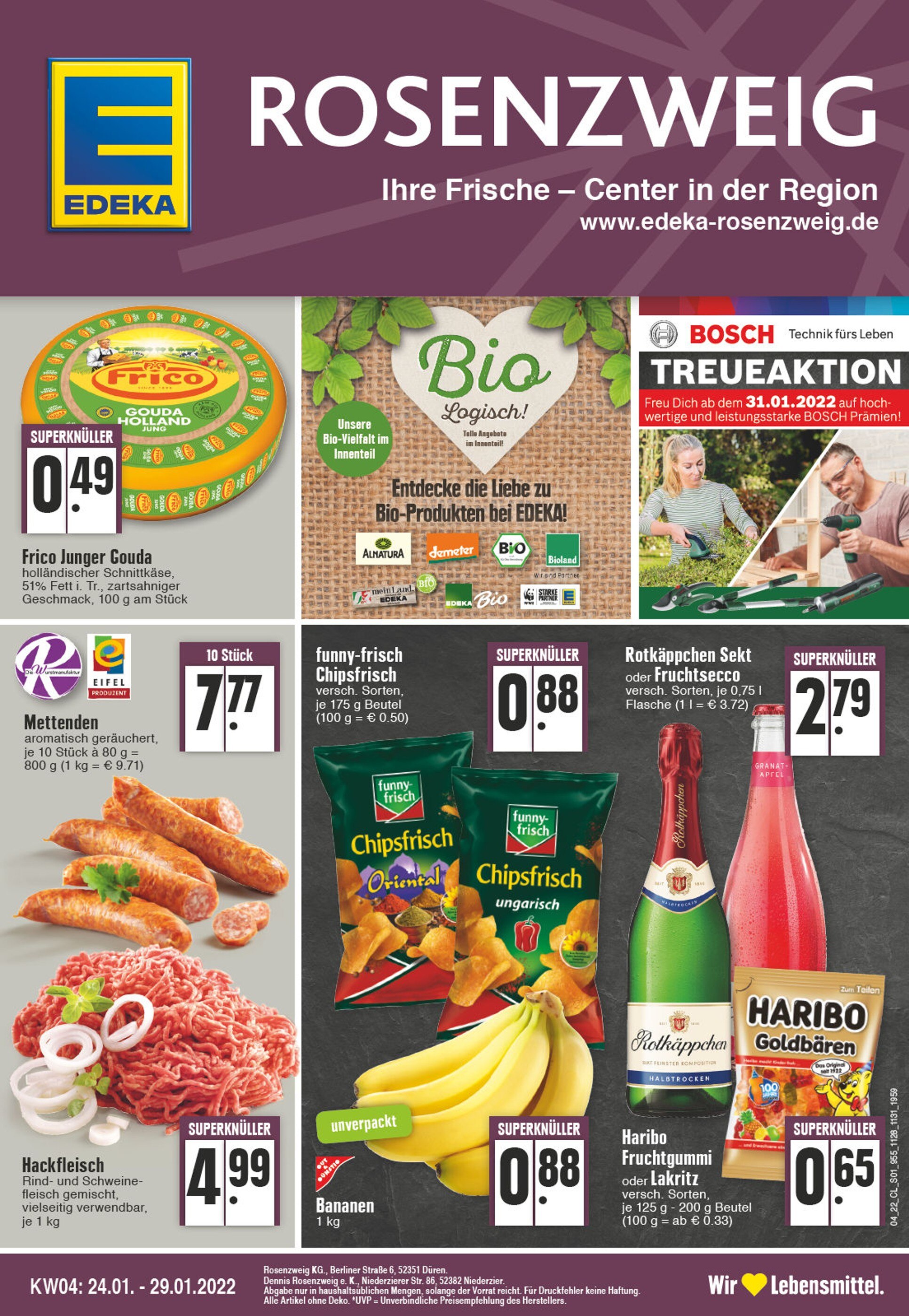 EDEKA Prospekt für Düren mit 24 Seiten EDEKA Prospekt für Düren: "Aktuelle Angebote", 24 Seiten, 24.01.2022 - 29.01.2022