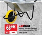 Brouette roue anti-crevaison acier robuste galvanisée 120 L - Walsall Wheelbarrow Company - Screwfix à Drancy Brouette roue anti-crevaison acier robuste galvanisée 120 L - Walsall Wheelbarrow Company en promo chez Screwfix Drancy à 63,99 €