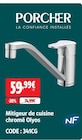 Mitigeur de cuisine chromé Olyos - PORCHER - Screwfix à Dunkerque Mitigeur de cuisine chromé Olyos - PORCHER en promo chez Screwfix Dunkerque à 59,99 €