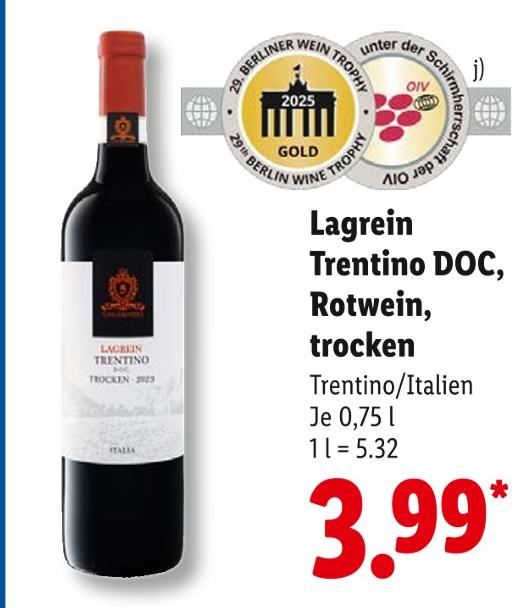 Lagrein Trentino DOC, Rotwein, trocken