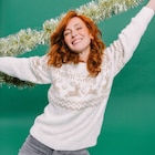 Pull Noël col rond manches longues blanc femme à 29,99 € dans le catalogue La Halle