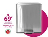 Poubelle de tri à pédale Neptune satin 25 L + 15 L INVENTIV en promo chez Mr. Bricolage Aix-en-Provence à 69,00 €