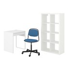 Schreibtisch+Aufbewahrungskombi und Drehstuhl weiß/blau/schwarz im IKEA Prospekt Schreibtisch+Aufbewahrungskombi und Drehstuhl weiß/blau/schwarz von MICKE/ÖRFJÄLL / KALLAX im aktuellen IKEA Prospekt für 209,97 €