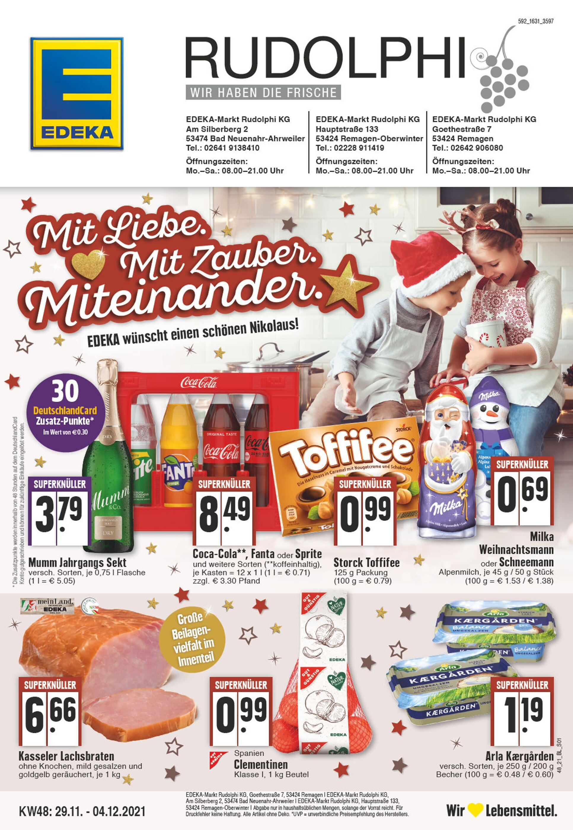 EDEKA Prospekt für Bad Honnef mit 24 Seiten EDEKA Prospekt für Bad Honnef: "Aktuelle Angebote", 24 Seiten, 29.11.2021 - 04.12.2021