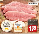 Landbauern Schwein Schnitzel oder Braten bei REWE im Prospekt "" für 1,39 €