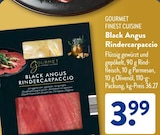 Black Angus Rindercarpaccio im Angebot bei ALDI SÜD in Pirmasens Black Angus Rindercarpaccio Angebote von Gourmet Finest Cuisine bei ALDI SÜD Pirmasens für 3,99 €