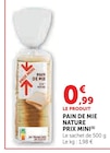 Pain de mie nature dans le catalogue U Express