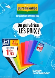 Prospectus Bureau Vallée, "On pulvérise LES PRIX !" à Moncoutant et alentours, 1 page, 16/08/2026 - 05/09/2026 Catalogue Bureau Vallée "On pulvérise LES PRIX !" à Moncoutant et alentours, 1 page, 16/08/2026 - 05/09/2026