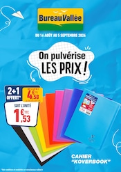 Prospectus Librairies & Culture Bureau Vallée en cours à Lezoux et alentours, "On pulvérise LES PRIX !", 1 page, 16/08/2026 - 05/09/2026 Catalogue Librairies & Culture Bureau Vallée en cours à Lezoux et alentours, "On pulvérise LES PRIX !", 1 page, 16/08/2026 - 05/09/2026