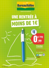 Catalogue Bureau Vallée à Lille, avec 8 pages Prospectus Bureau Vallée à Lille, "Une rentrée à moins de 1€", 8 pages, 08/08/2022 - 20/08/2022