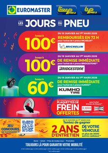 Catalogue Euromaster de la semaine 8, "LES JOURS DU PNEU", page 1, 16/02/2026 - 28/02/2026 Prospectus Euromaster en cours, "LES JOURS DU PNEU", page 1 sur 9
