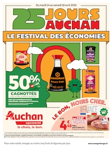 Catalogue Auchan Supermarché à Mouans-Sartoux cette semaine, valable du 14/04/2026 au 20/04/2026 Prospectus Auchan Supermarché à Mouans-Sartoux, "25 JOURS AUCHAN", 16 pages de promos valables du 14/04/2026 au 20/04/2026