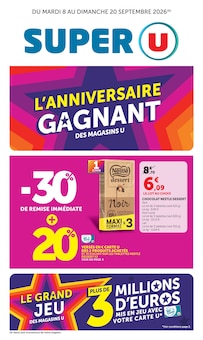 Catalogue Super U à Antibes cette semaine, valable du 08/09/2026 au 20/09/2026 Prospectus Super U à Antibes, "SUPER U", 40 pages de promos valables du 08/09/2026 au 20/09/2026