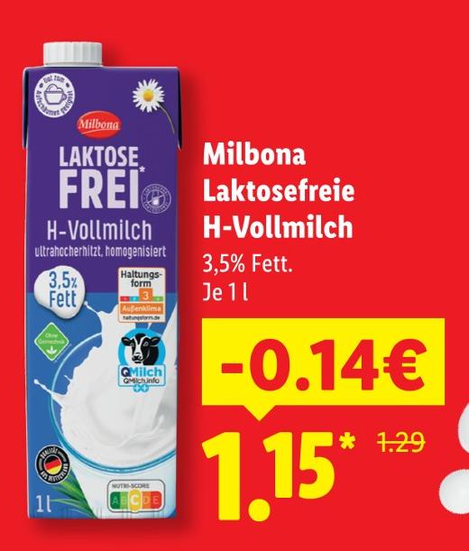 Laktosefreie H-Vollmilch
