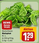 Blattspinat im Angebot bei REWE in Herne Blattspinat Angebote von REWE Beste Wahl bei REWE Herne für 1,29 €