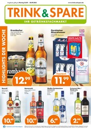 Aktueller Trink und Spare Prospekt, "IHR GETRÄNKEFACHMARKT", mit Angeboten der Woche, gültig von 25.09.2023 bis 25.09.2023