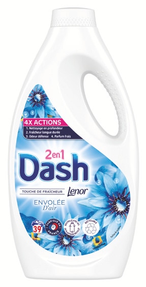 Dash 2en1 Lessive Liquide, Parfum Envolée D'Air Frais, 72 Lavages