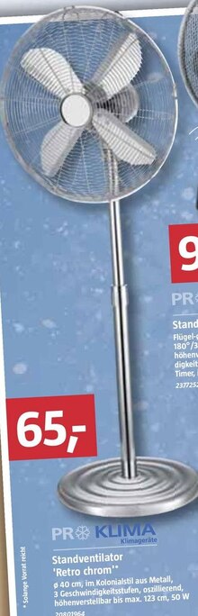Standventilator 'Retro chrom' bei BAUHAUS in Münster Standventilator 'Retro chrom' im Angebot bei BAUHAUS Münster für 65,00 €