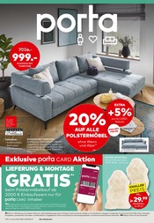 Aktueller porta Möbel Prospekt mit Ecksofa, "20% AUF ALLE POLSTERMÖBEL", Seite 1